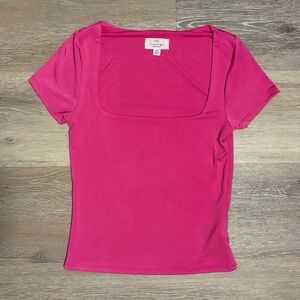 buttery soft pink low cut, square neck Tshirt